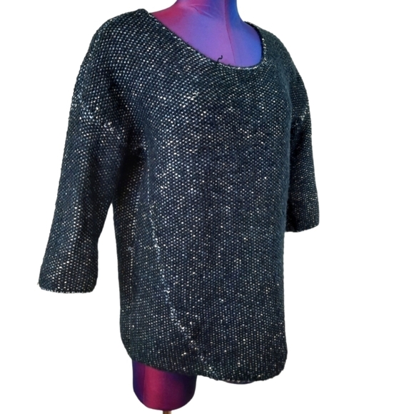 pultz jeans Sweaters - Pulz Jeans Textured Dolman 3/4 Sleeve Scoop Neck Sweater Navy Size Small Women's